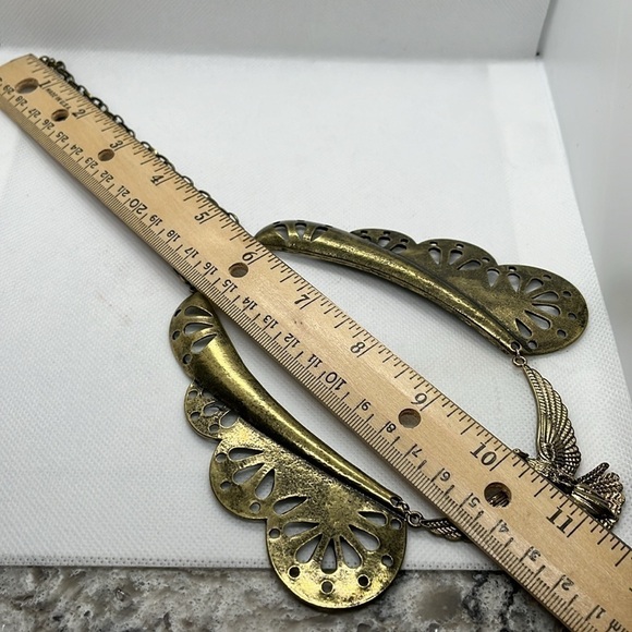 Womens Necklace Brass Tone Necklace Steampunk Eagle Patriotic American Statement - Picture 6 of 10